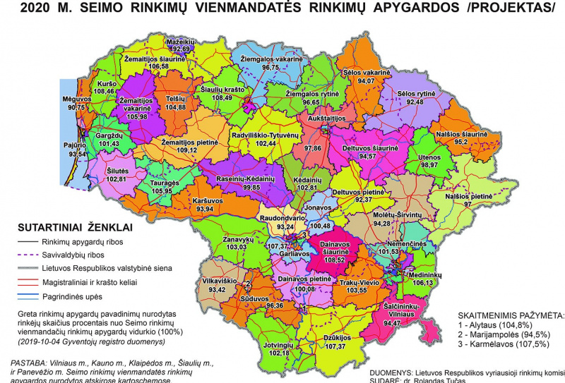 Naujajame šalies rinkimų žemėlapyje – dvi Deltuvos rinkimų apygardos.