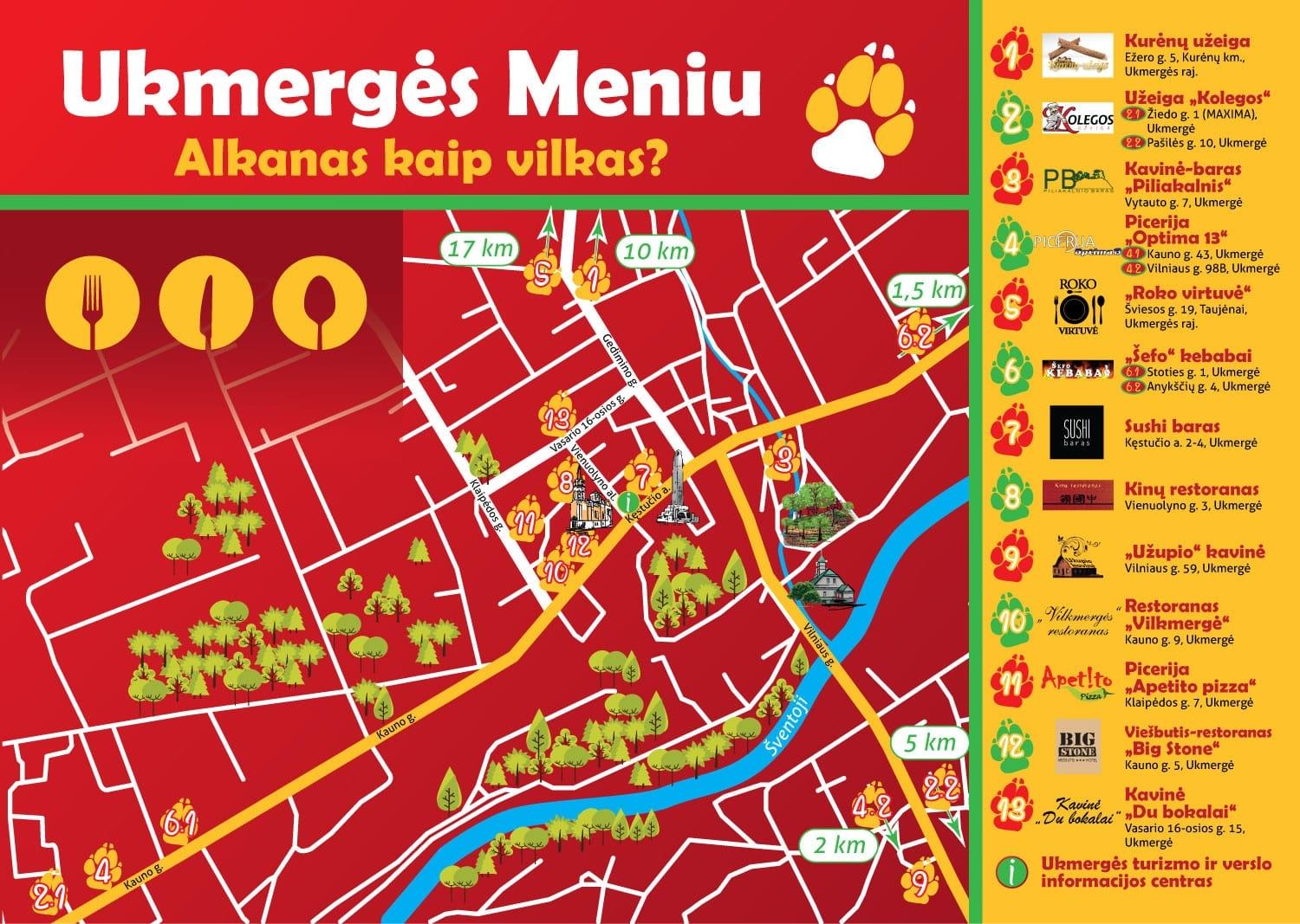Išleido kavinių žemėlapį / Ukmergės kavinių žemėlapis