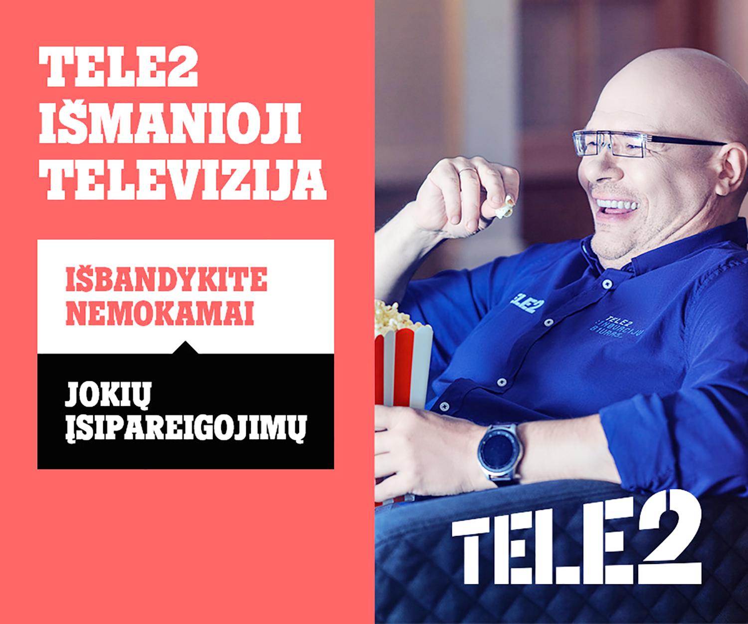 Nauji „Tele2“ pasiūlymai: nuo išmaniosios televizijos iki nuolaidų telefonams ir eSIM laikrodžiams /