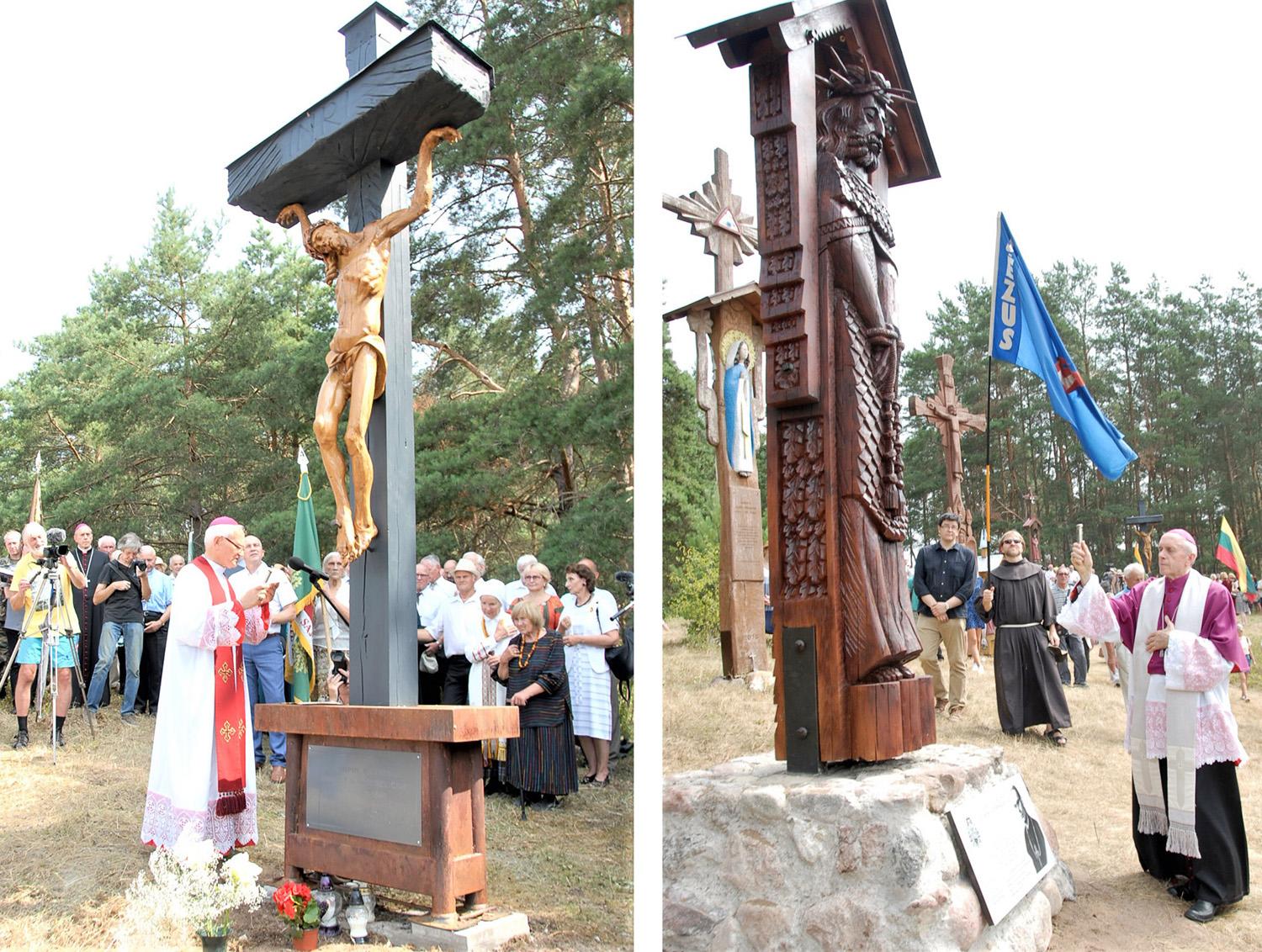 Partizanams atminti įkurtame parke pašventinti nauji koplytstulpiai / Pašventinti paminklai vyskupui Vincentui Borisevičiui ir arkivyskupui Julijonui Steponavičiui.  Gedimino Nemunaičio nuotr.
