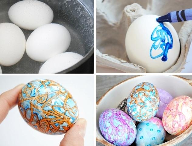 Šiuolaikiniai velykinių kiaušinių marginimo būdai / Kiaušinių dekoravimo būdas kreidelėmis