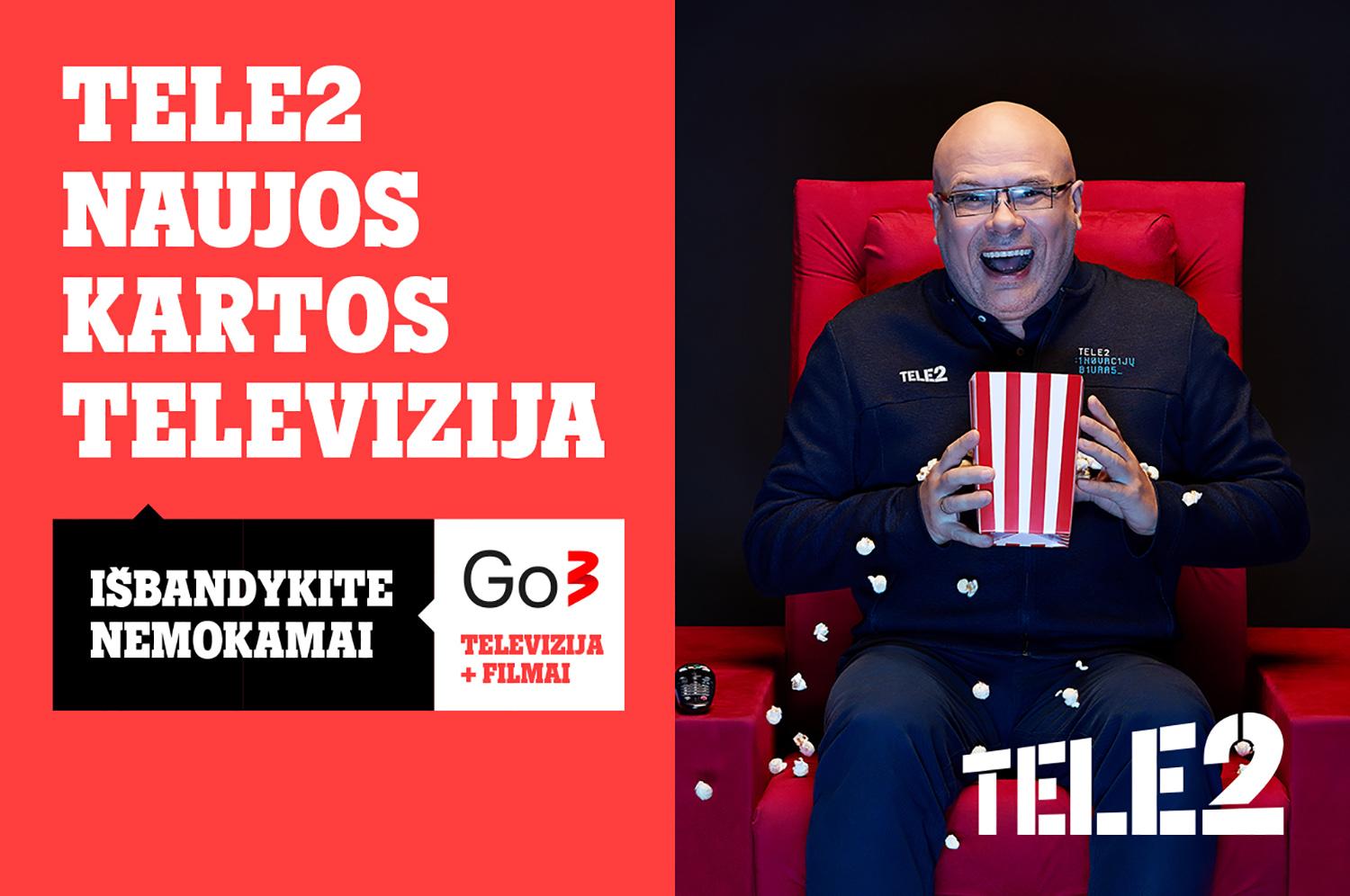 „Tele2“ pasiūlymas televizijai „Go3“: 1 mėn. nemokamų filmų