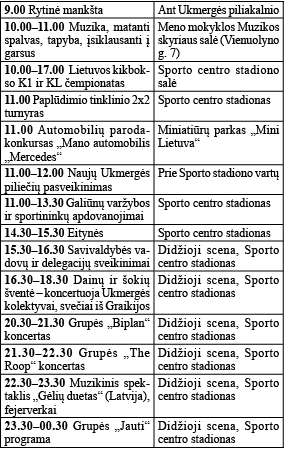 Skelbiama Miesto šventės programa